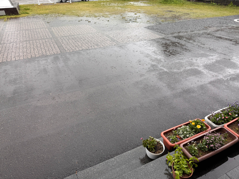 水溜まりができている